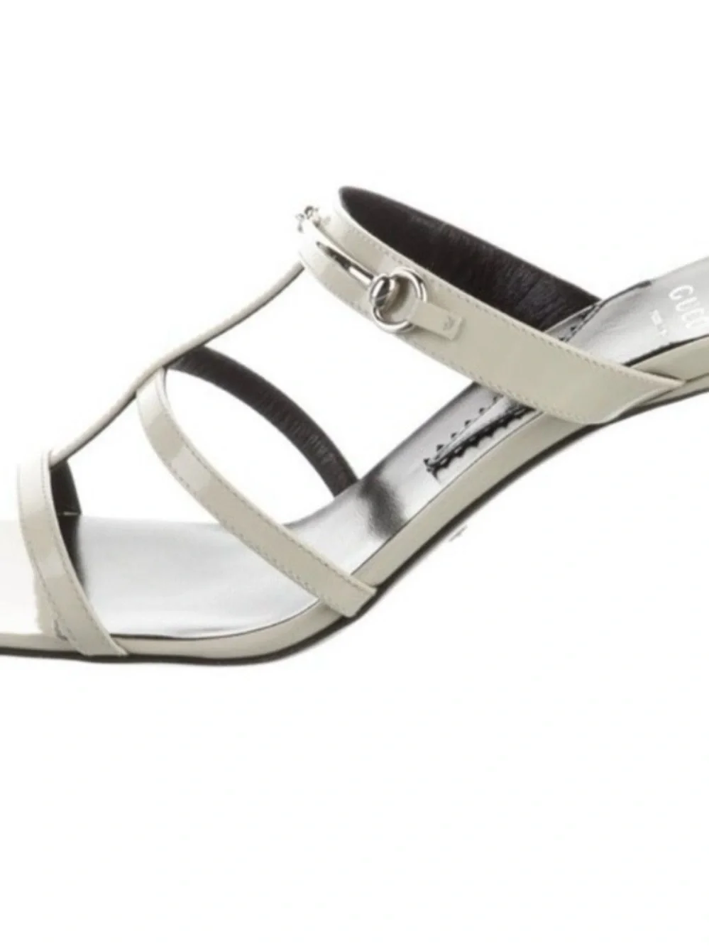 Gucci Cream Leather T-Strap Square-Toe Mules